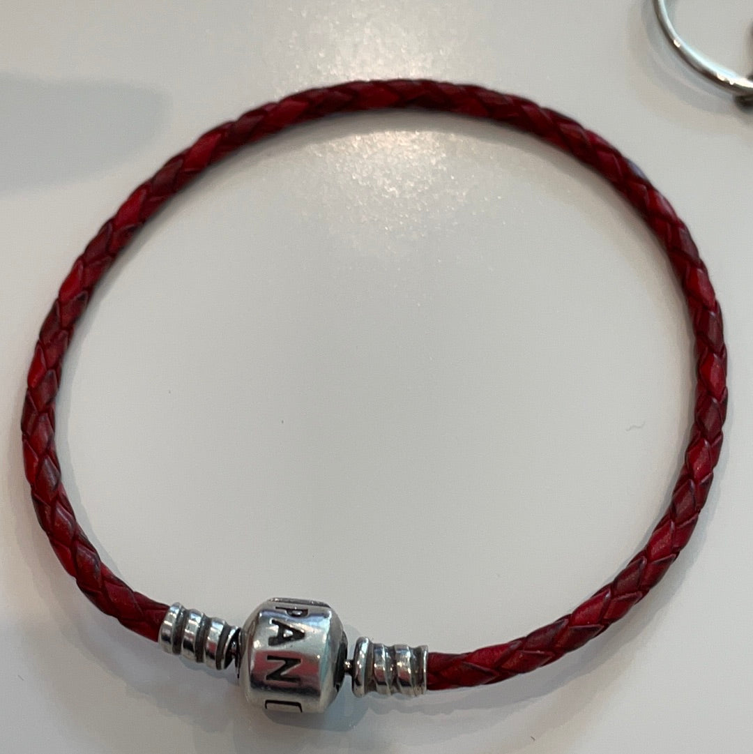 Genuine Pandora Red Leather Single Bracelet