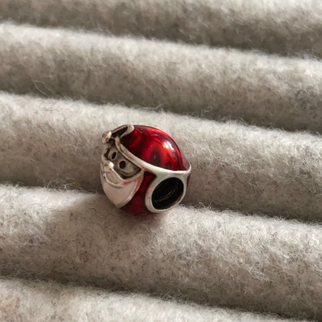 Genuine Pandora Red Enamel Charm Santa Claus Face Xmas