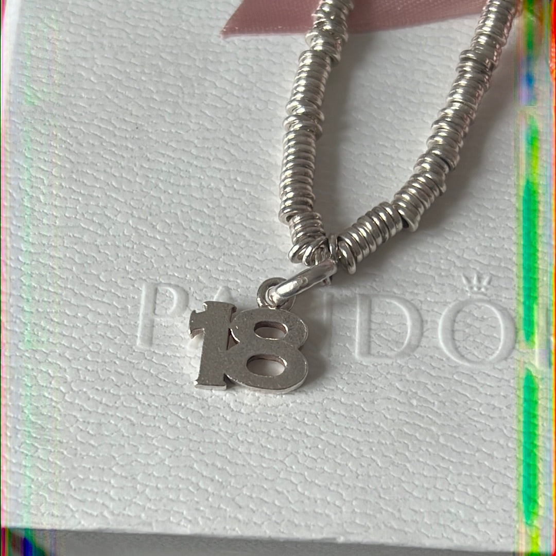 Genuine Links of London Sterling Silver 18th Charm fits on Sweetie Bracelet