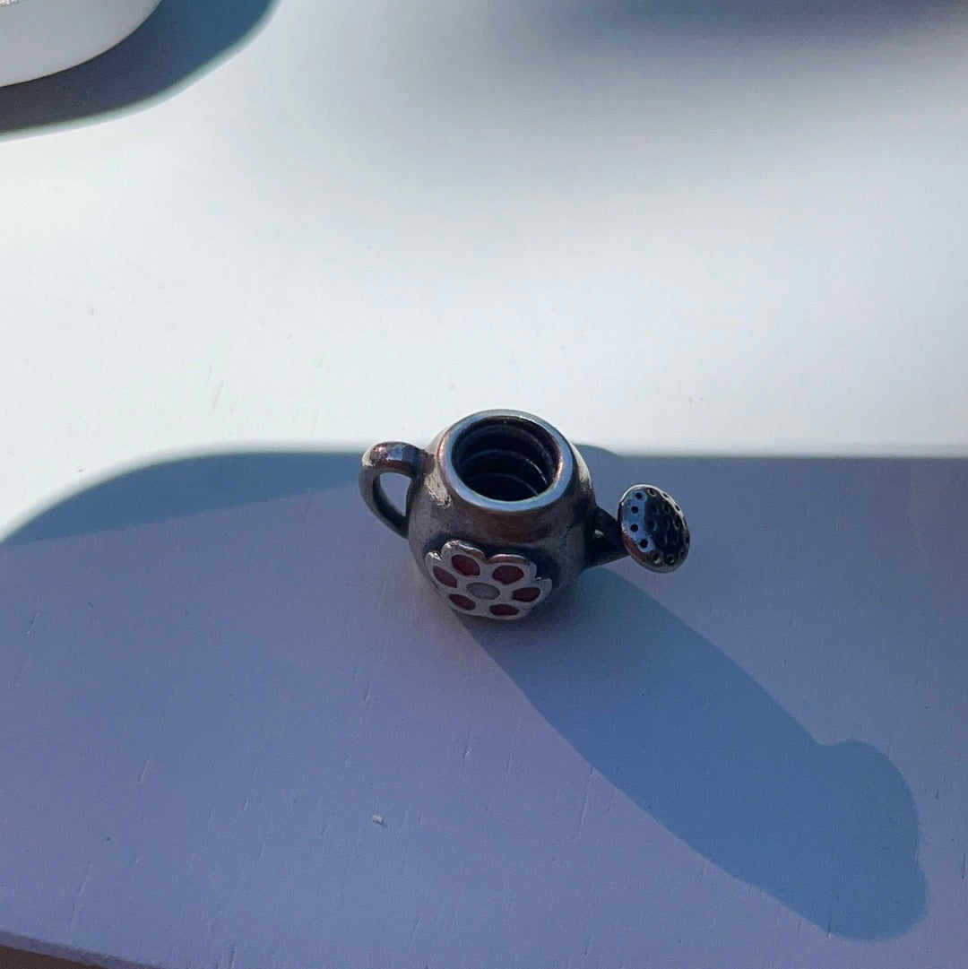 Genuine Pandora Garden Watering Can Charm with Enamel Flower