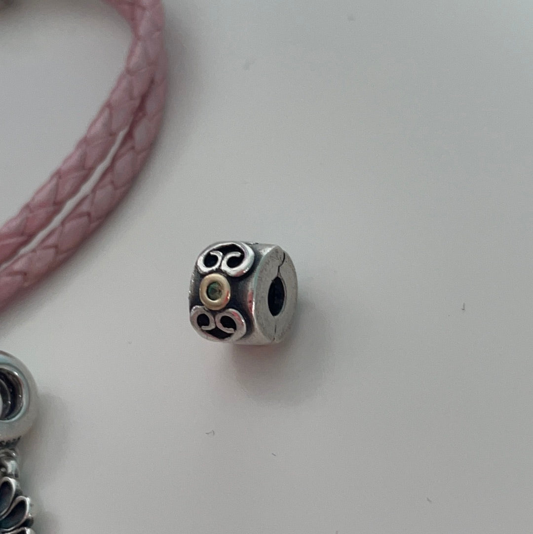 Genuine Pandora Two Tone  Swirl Heart Clip colour Choice