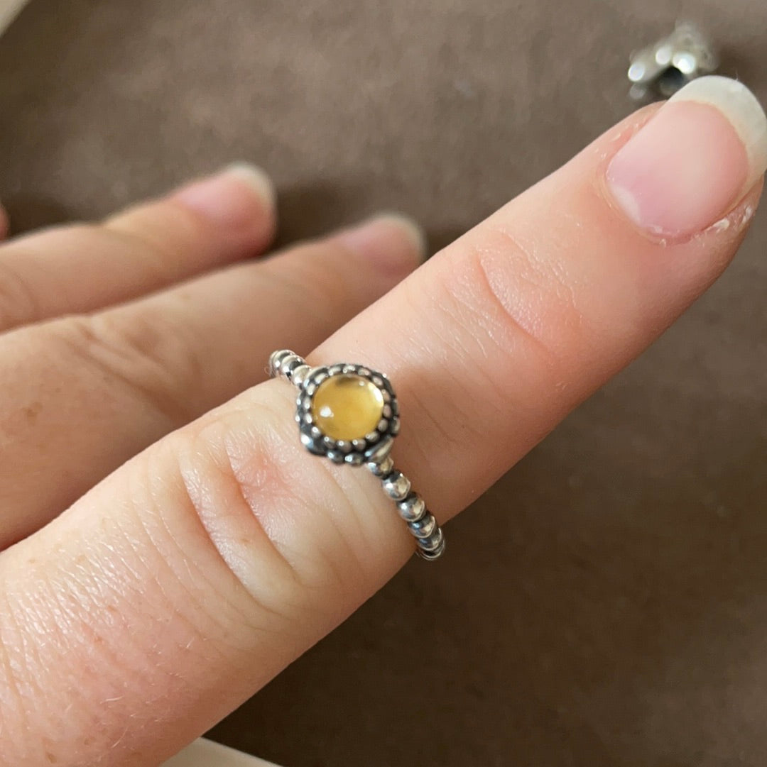 Genuine Pandora Yellow Birthstone Ring Size 52