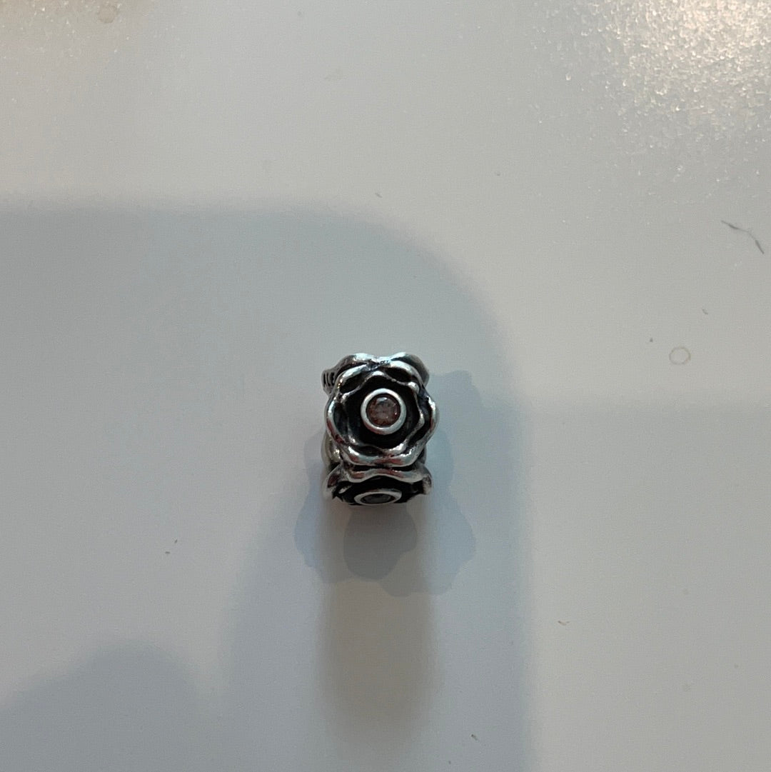 Genuine Pandora Retired Flower Charm With CZ Stone charm