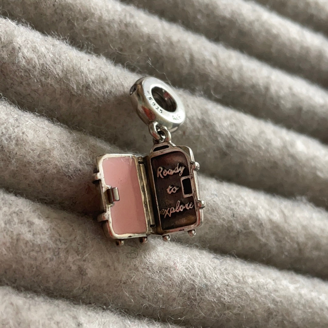 Genuine Pandora Suitcase Dangle Travel Holiday Charm With Openable Lid