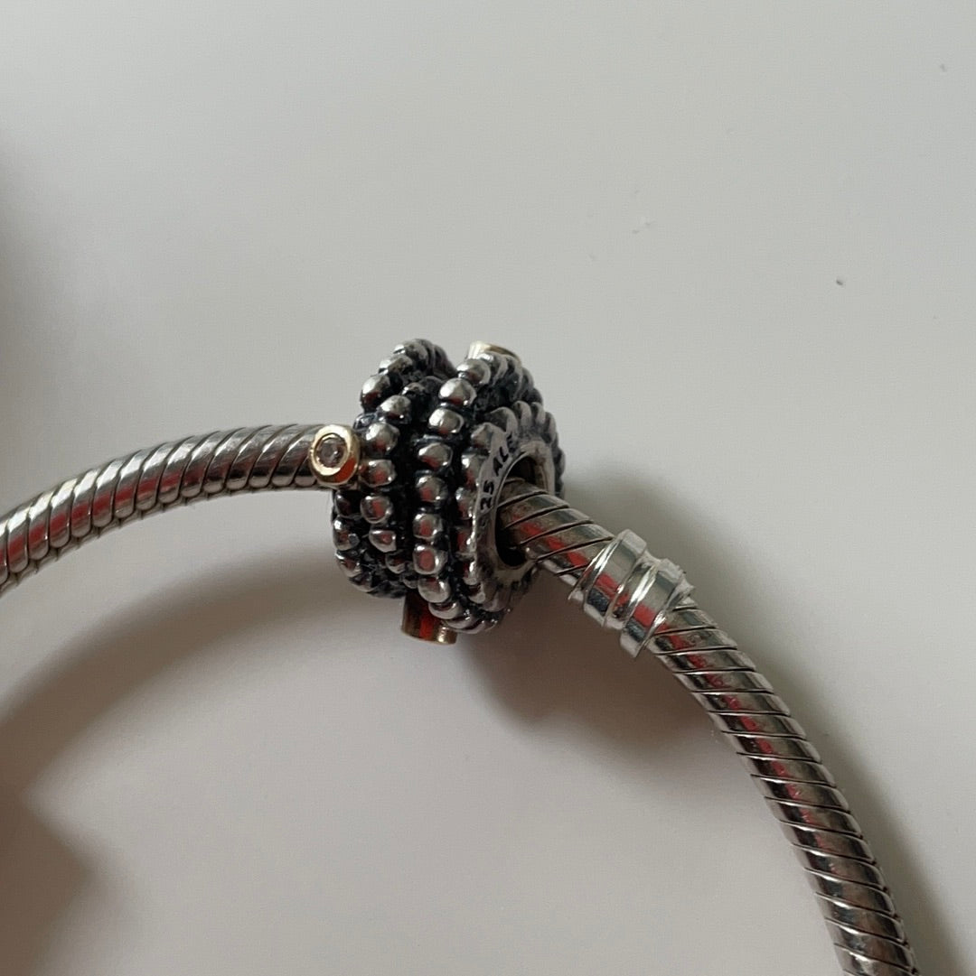 Genuine Pandora Gold & Diamond Two Tone Kerry's Precious Entangled Beauty Charm Retired HTF Rare