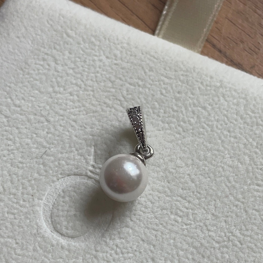 Genuine Pandora Pearl Pave Dangle Beautiful Pendant Charm