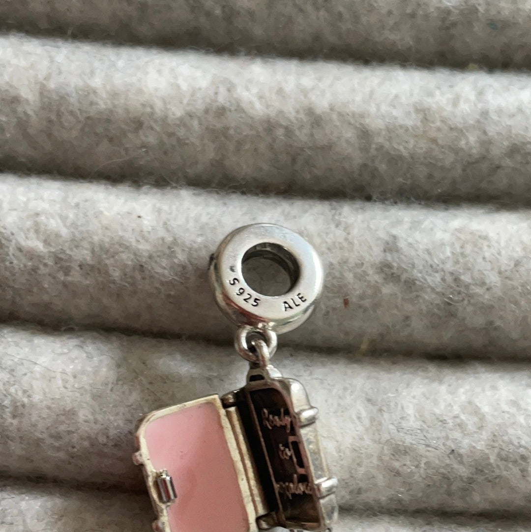 Genuine Pandora Suitcase Dangle Travel Holiday Charm With Openable Lid