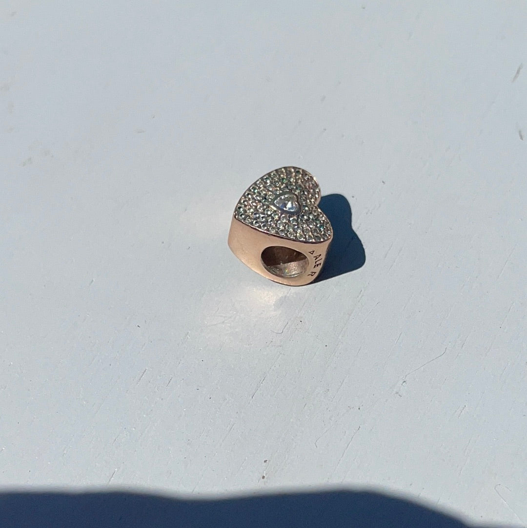 Genuine Pandora Rose Gold Pave Clear CZ Heart Charm