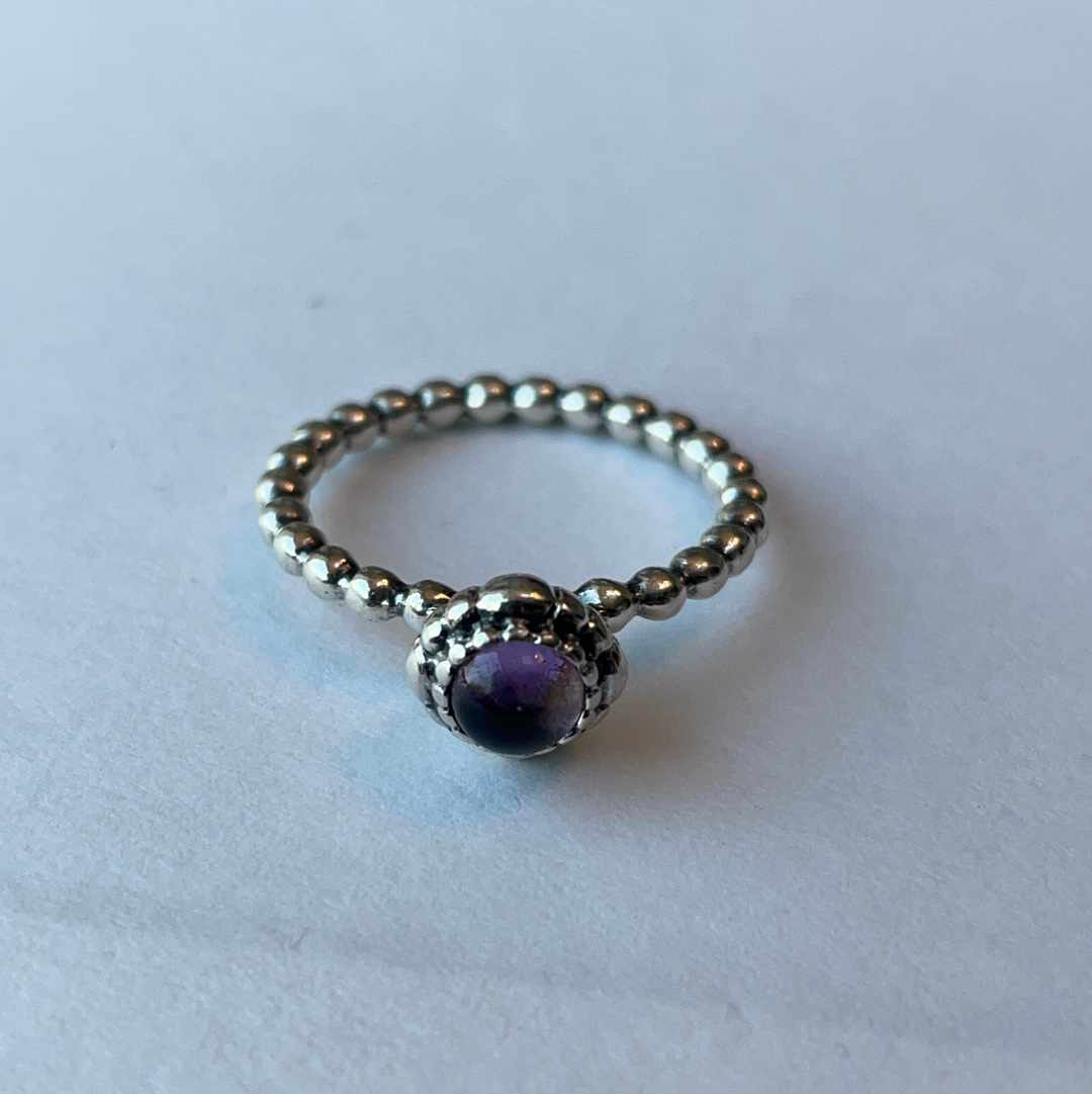 Genuine Pandora Amethyst February Birthstone Purple Rings Size 50