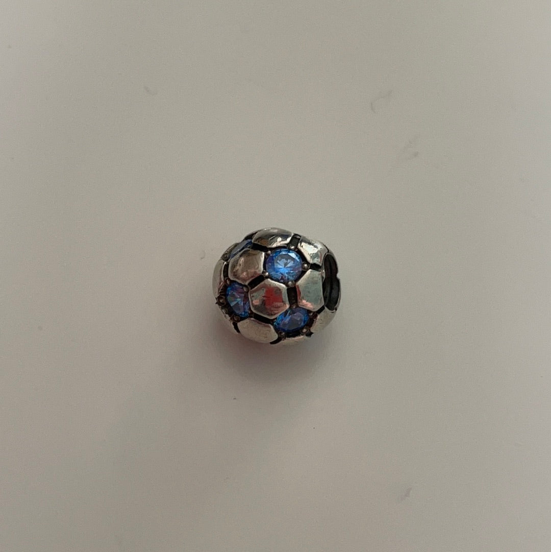 Genuine Pandora Blue HTF Cz Football Charm