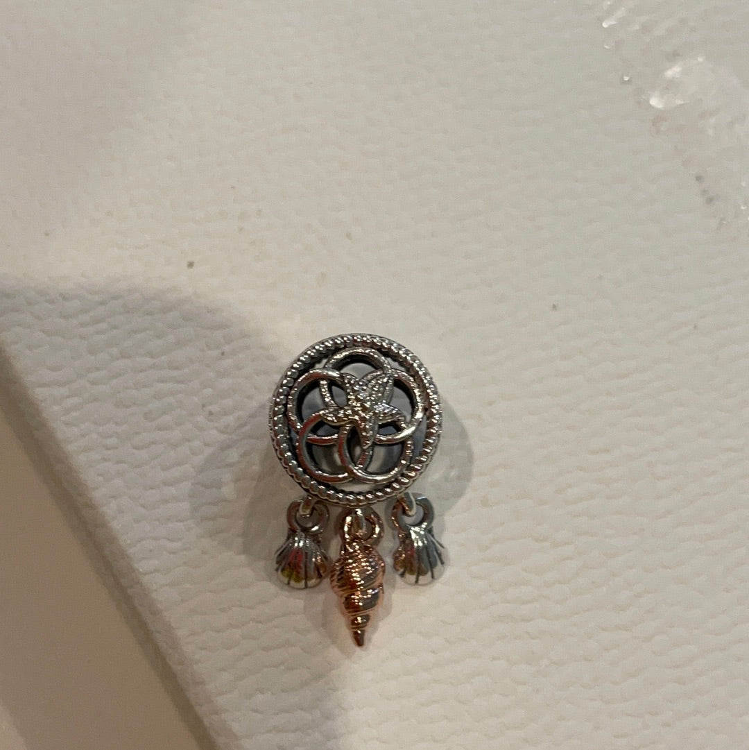 Genuine Pandora Rose Gold Shell Dream Catcher Charm Dangle