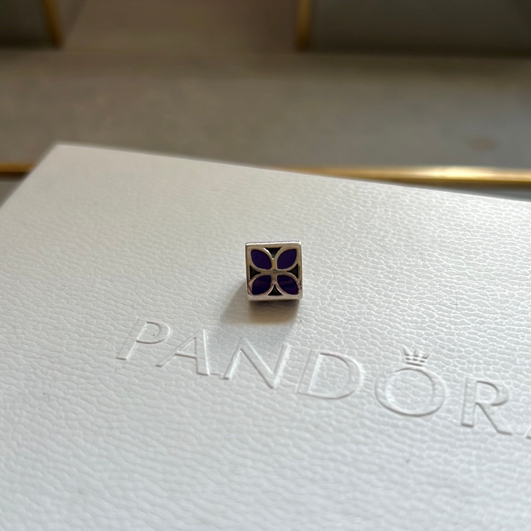 Genuine Pandora Purple Enamel Flower Charm