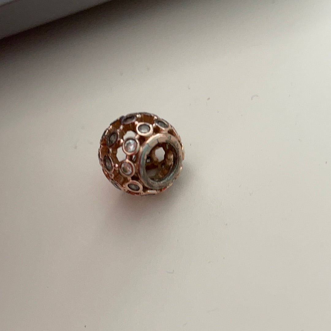 Genuine Pandora Rose Gold Clear Cz Charm Openwork