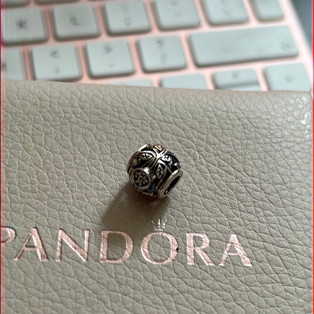 Genuine Pandora Two Tone Tumbling Leaves Family Tree Cz Pave RARE