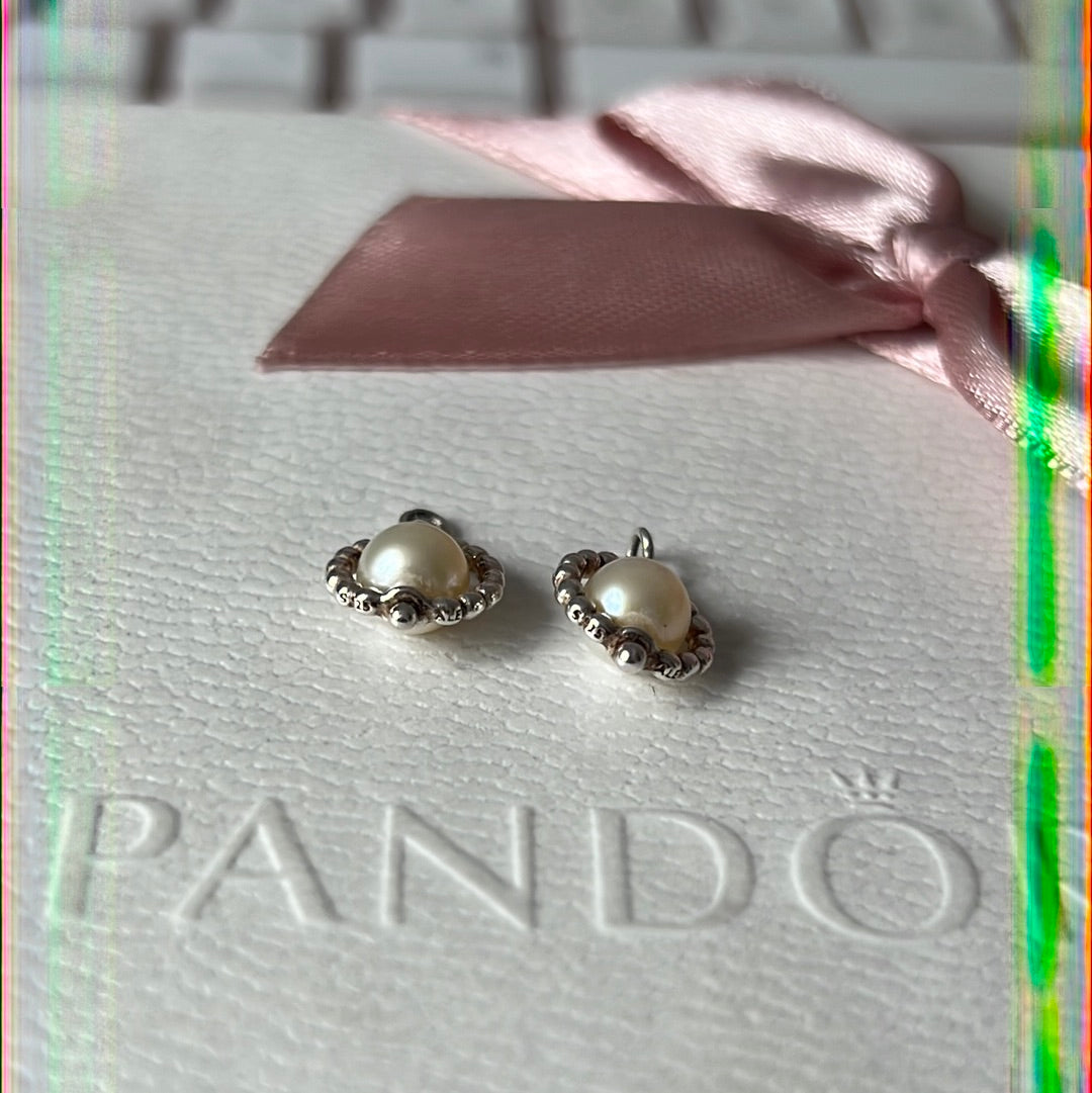 Genuine Pandora RARE and HTF Compose Pearl Dangle Earring Charms