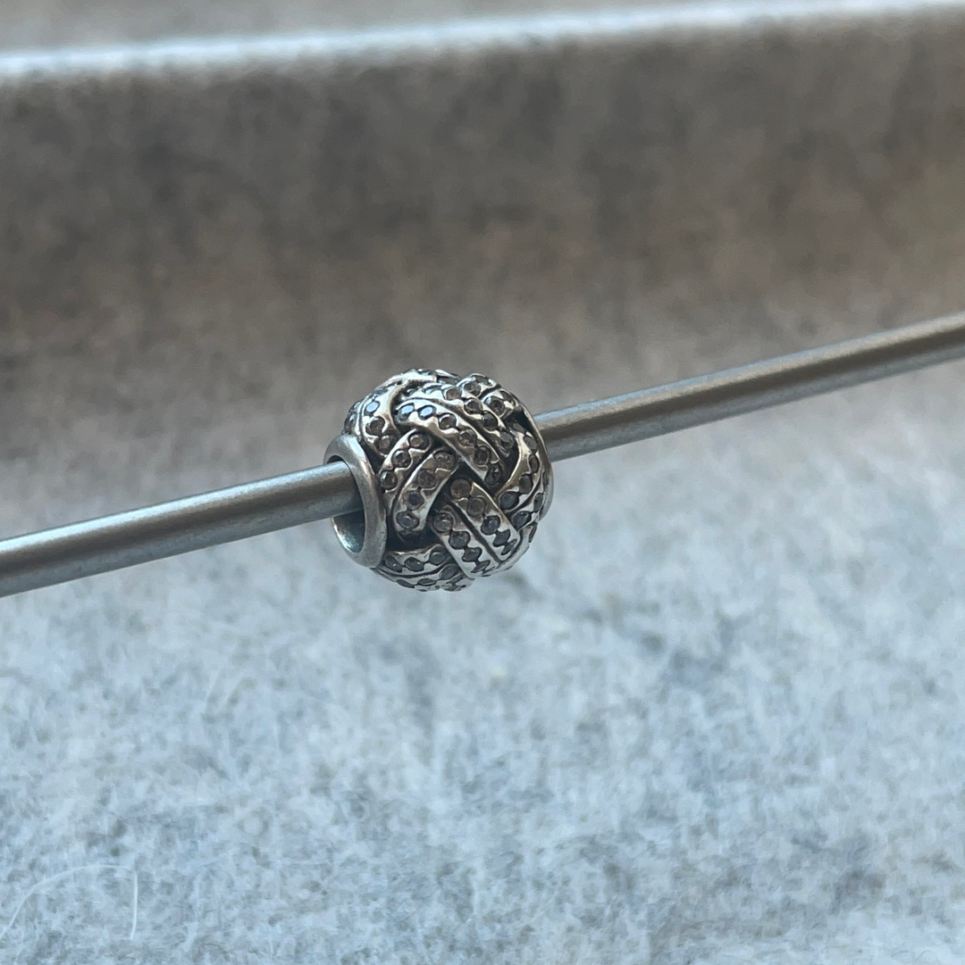 Genuine Pandora Pave Sparkling Basket Weave Knot Charm