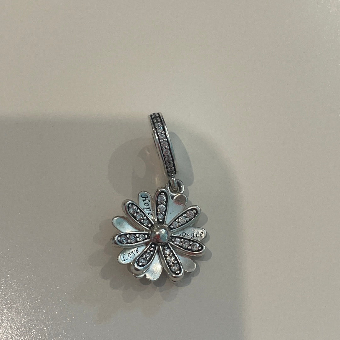 Genuine Pandora Sparkling Pave Daisy Dangle Pendant Charm