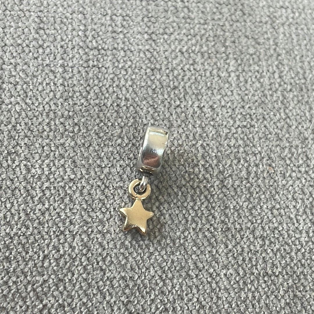 Genuine Pandora Gold Star Two Tone 14k Dangle Charm