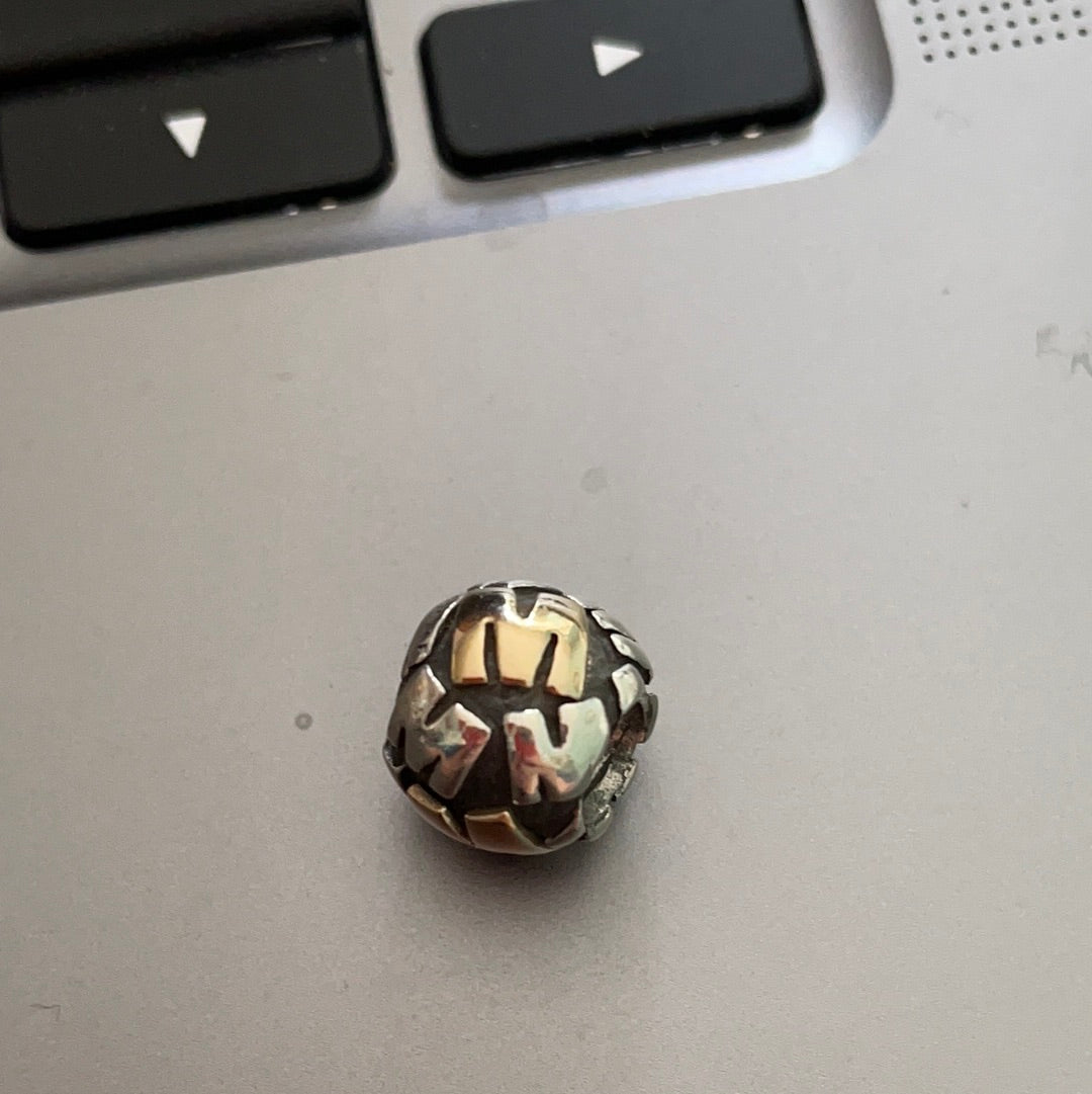 Genuine Pandora Two Tone Letter M Initial Rare Retired