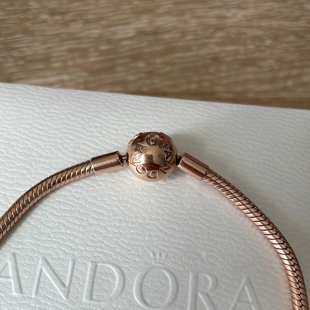 Genuine Rose Gold Pandora Moments Bracelet Smooth