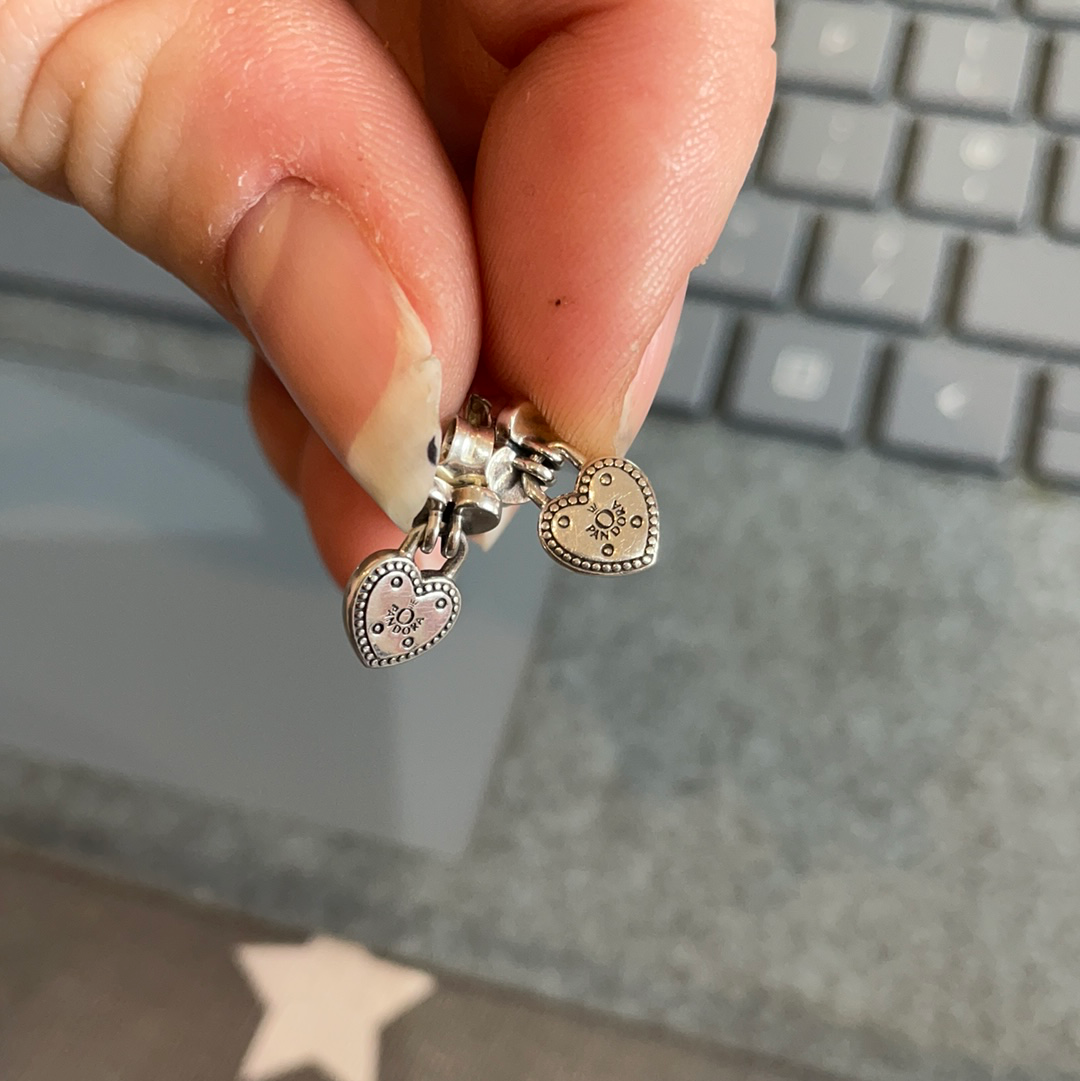 Genuine Pandora Padlock Heart Small Dangle Earrings
