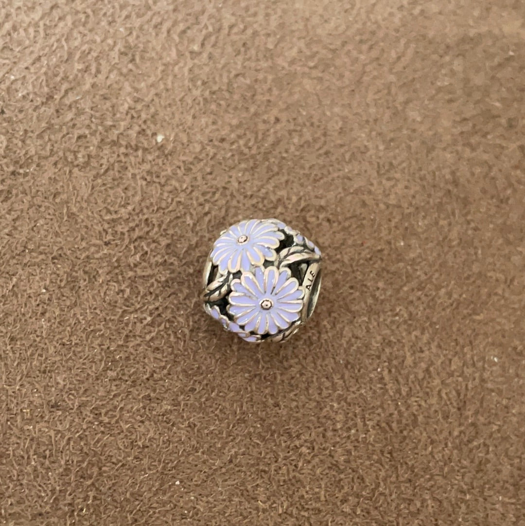 Genuine Pandora Purple Enamel Flower Ball Openwork