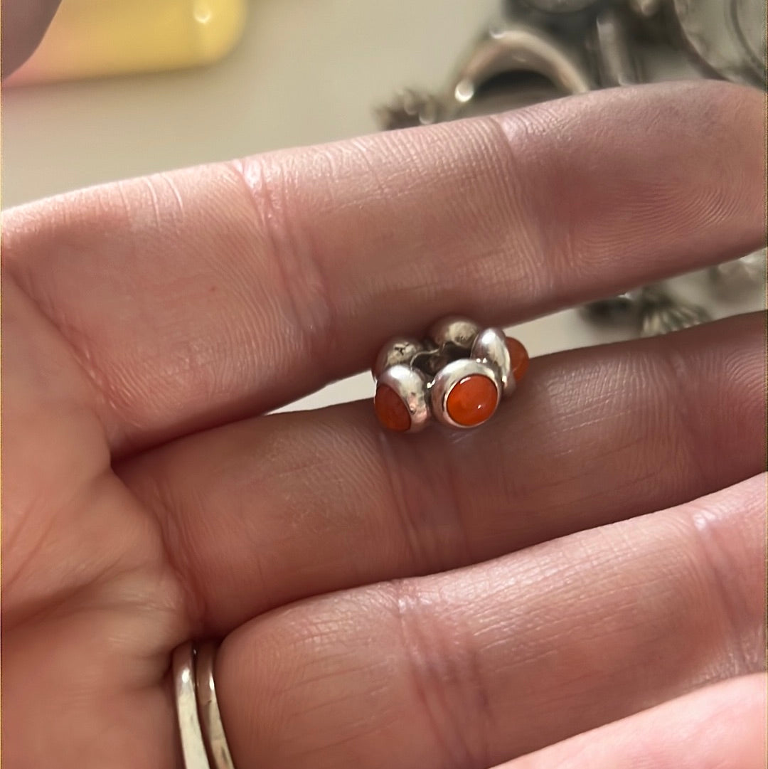 Genuine Pandora Orange Carnelian Rare HTF Spacer Cabochon