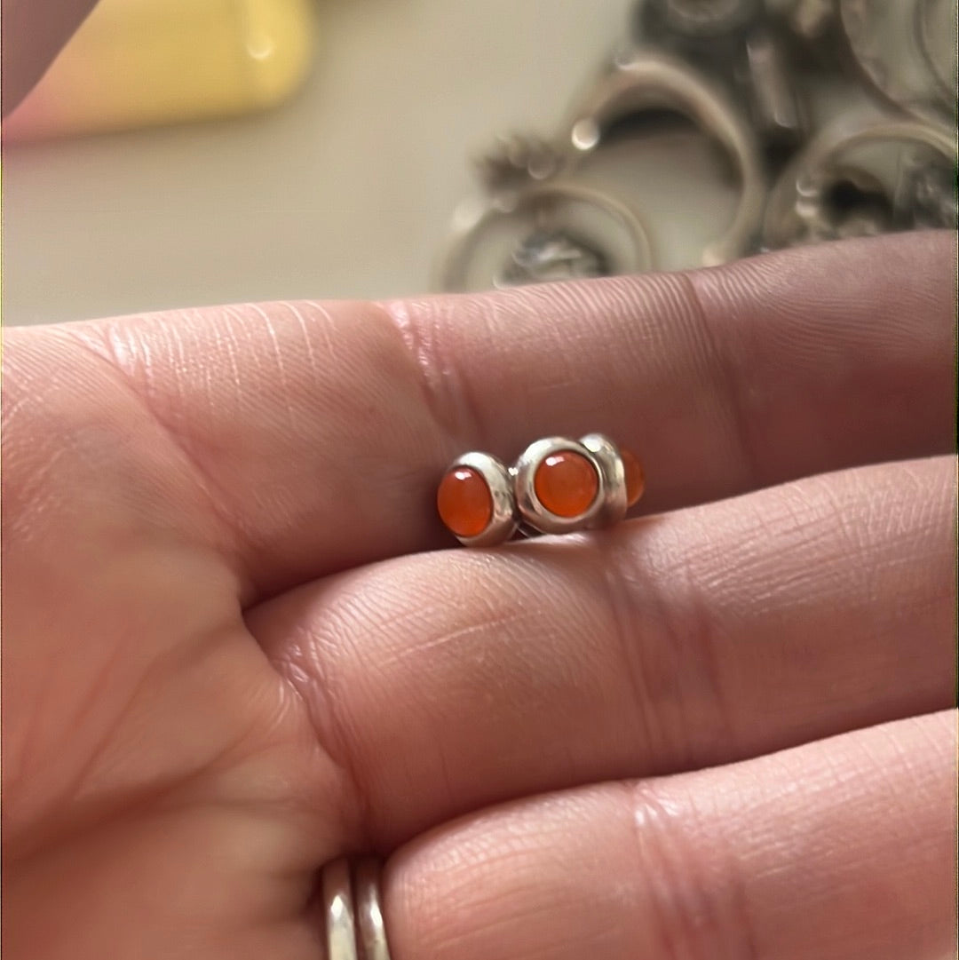 Genuine Pandora Orange Carnelian Rare HTF Spacer Cabochon