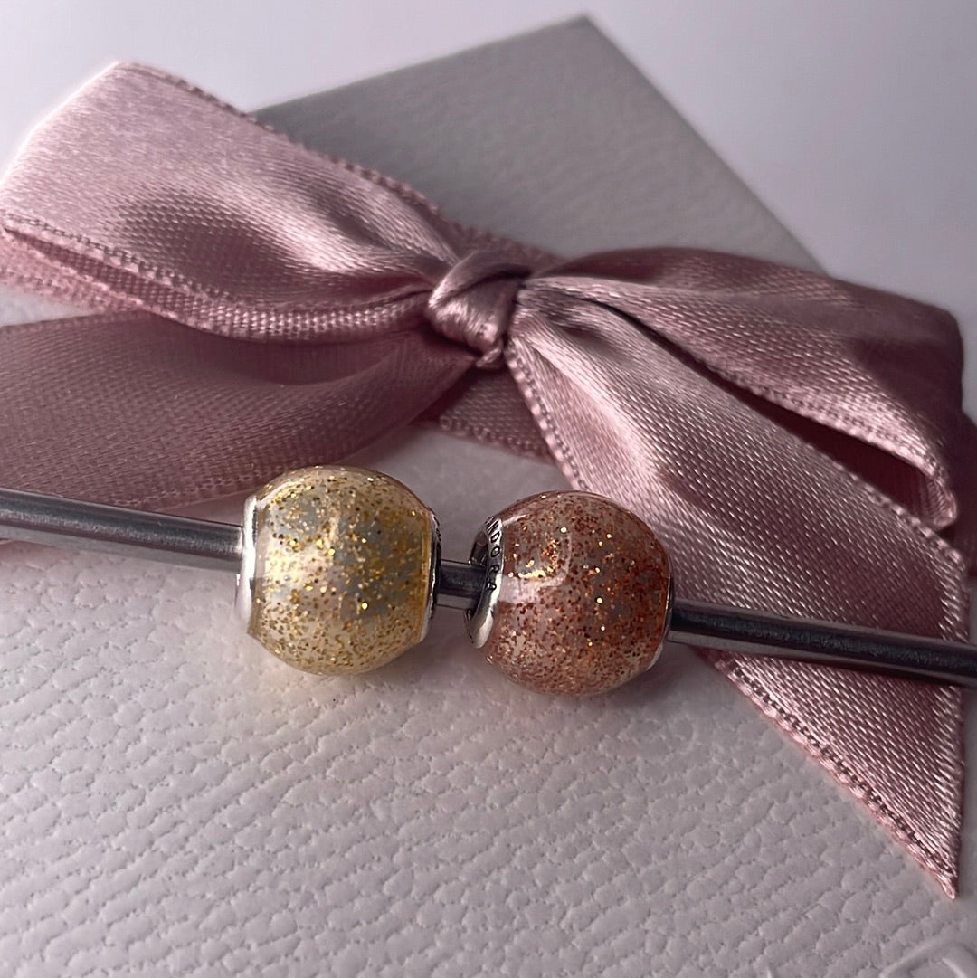 Genuine Pandora Gold or Silver Glitter Ball Charm
