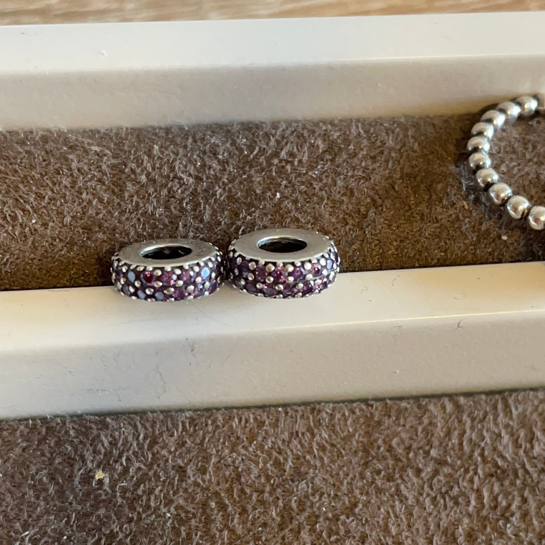 Genuine Pandora Purple Pave Spacer Charm x1