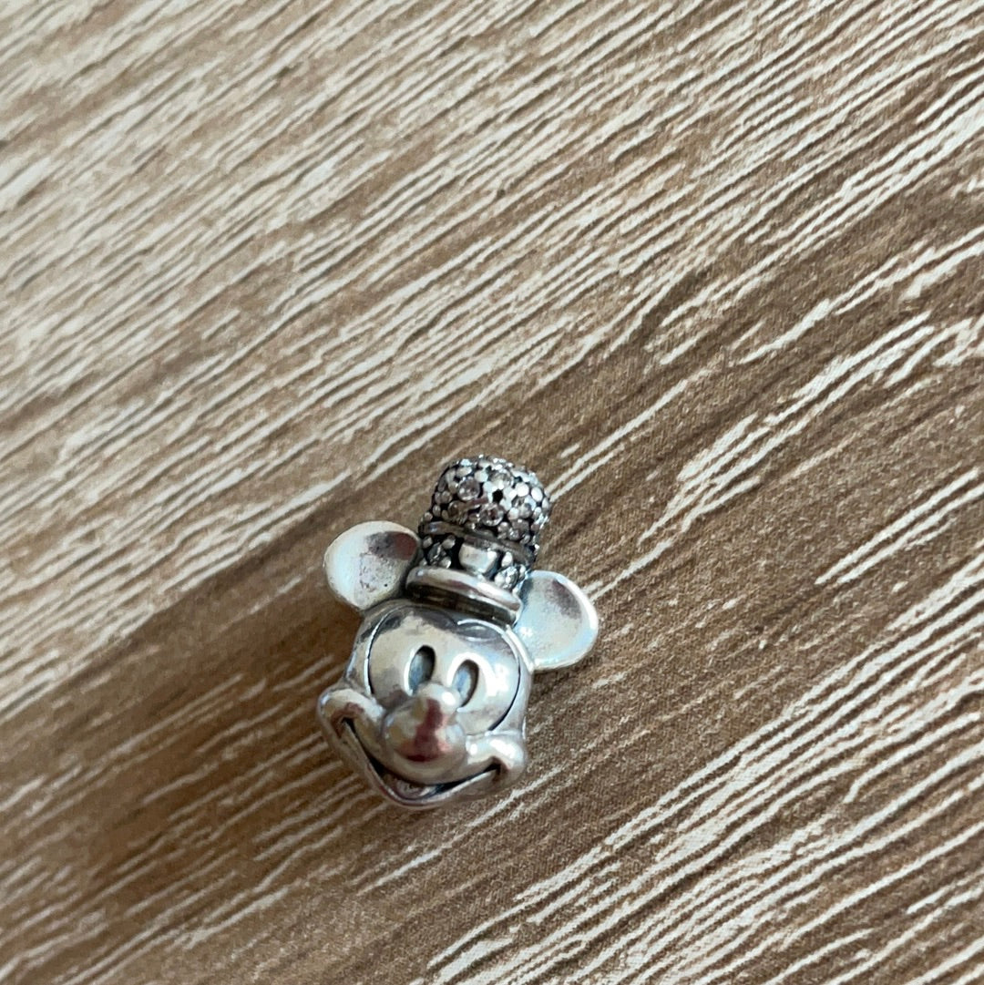 Genuine Pandora Disney Mickey Mouse Steamboat Willie With Pave Hat HTF