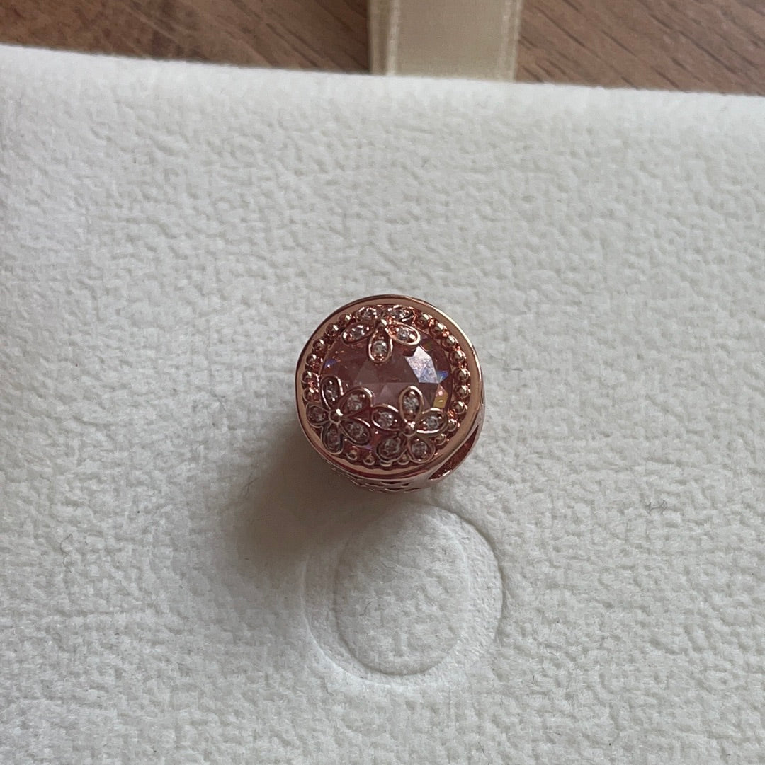 Genuine Pandora Rose Gold Sparkling Pink Pave Flower Daisy Charm