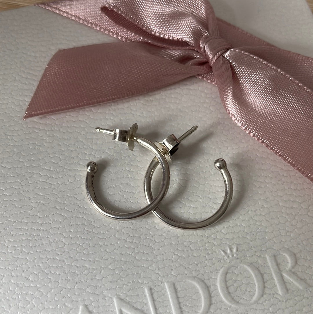 Genuine Pandora Plain Hoops Compose Earrings