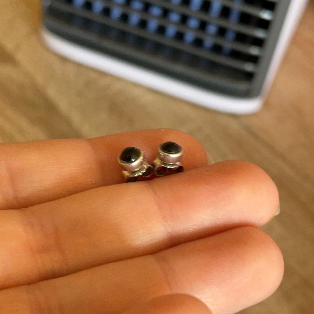 Genuine Pandora RARE Onyx Stone Earrings Studs