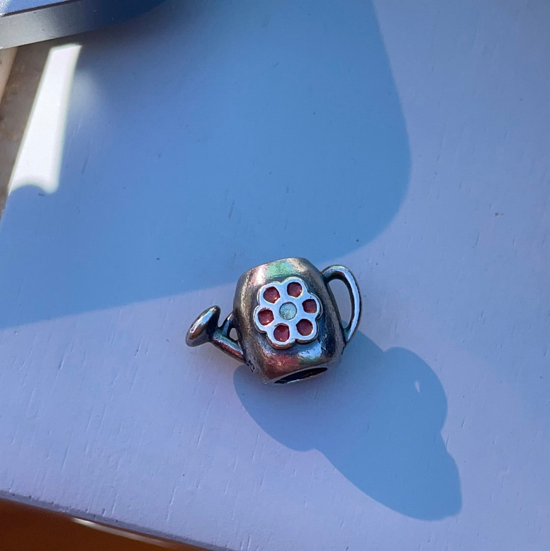 Genuine Pandora Garden Watering Can Charm with Enamel Flower