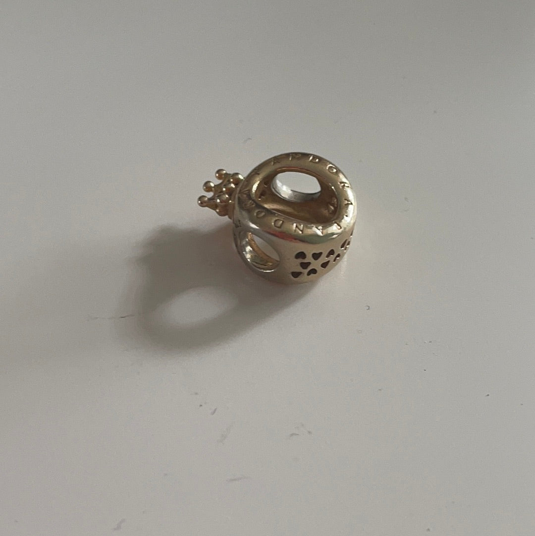 Genuine Pandora Shine Gold Logo O With Crown Charm