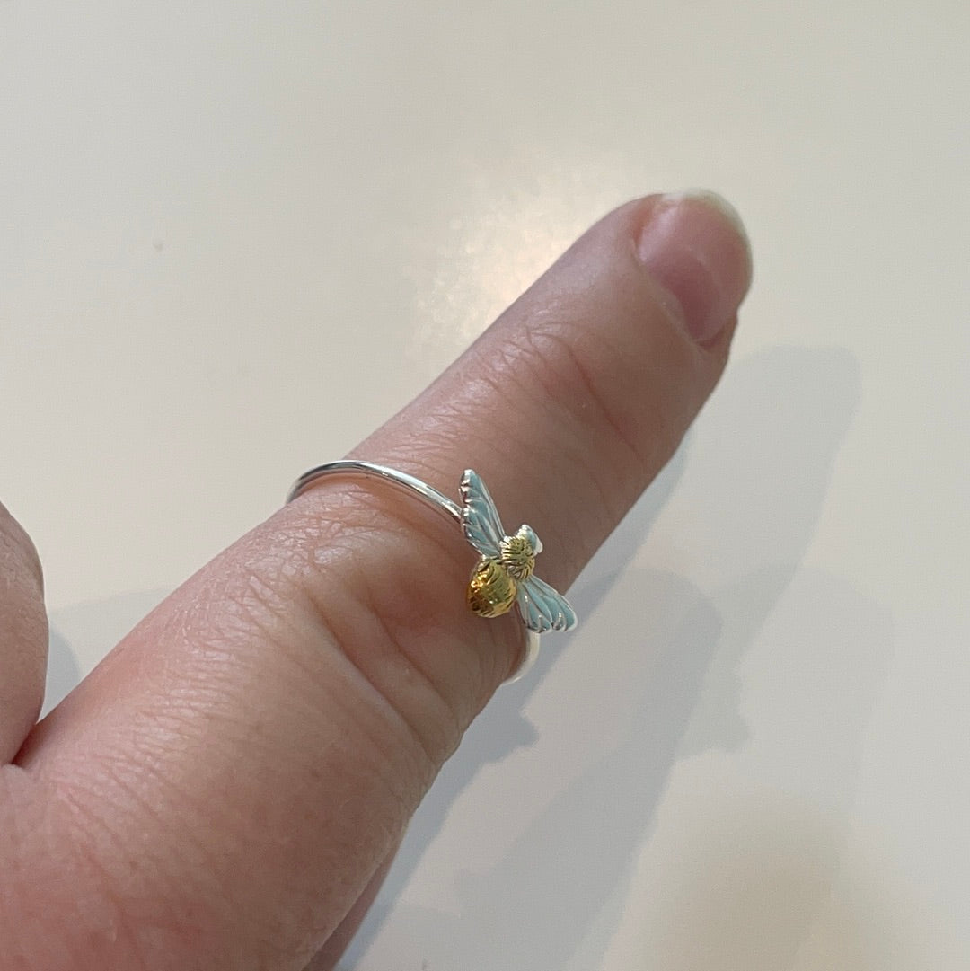 Brand New Gold Plated Sterling SIlver Bumble Bee Ring 2 Sizes