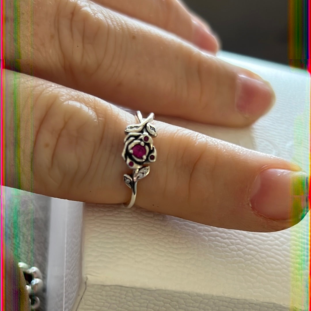 Genuine Pandora Disney Belle’s Rose Pave Ring Size 58