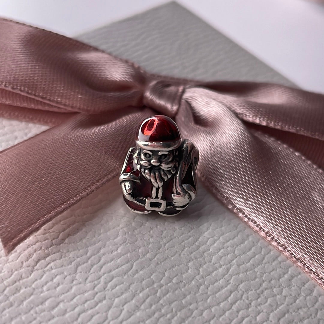 Genuine Pandora Santa and His Sack of Present Red Christmas Enamel Charm