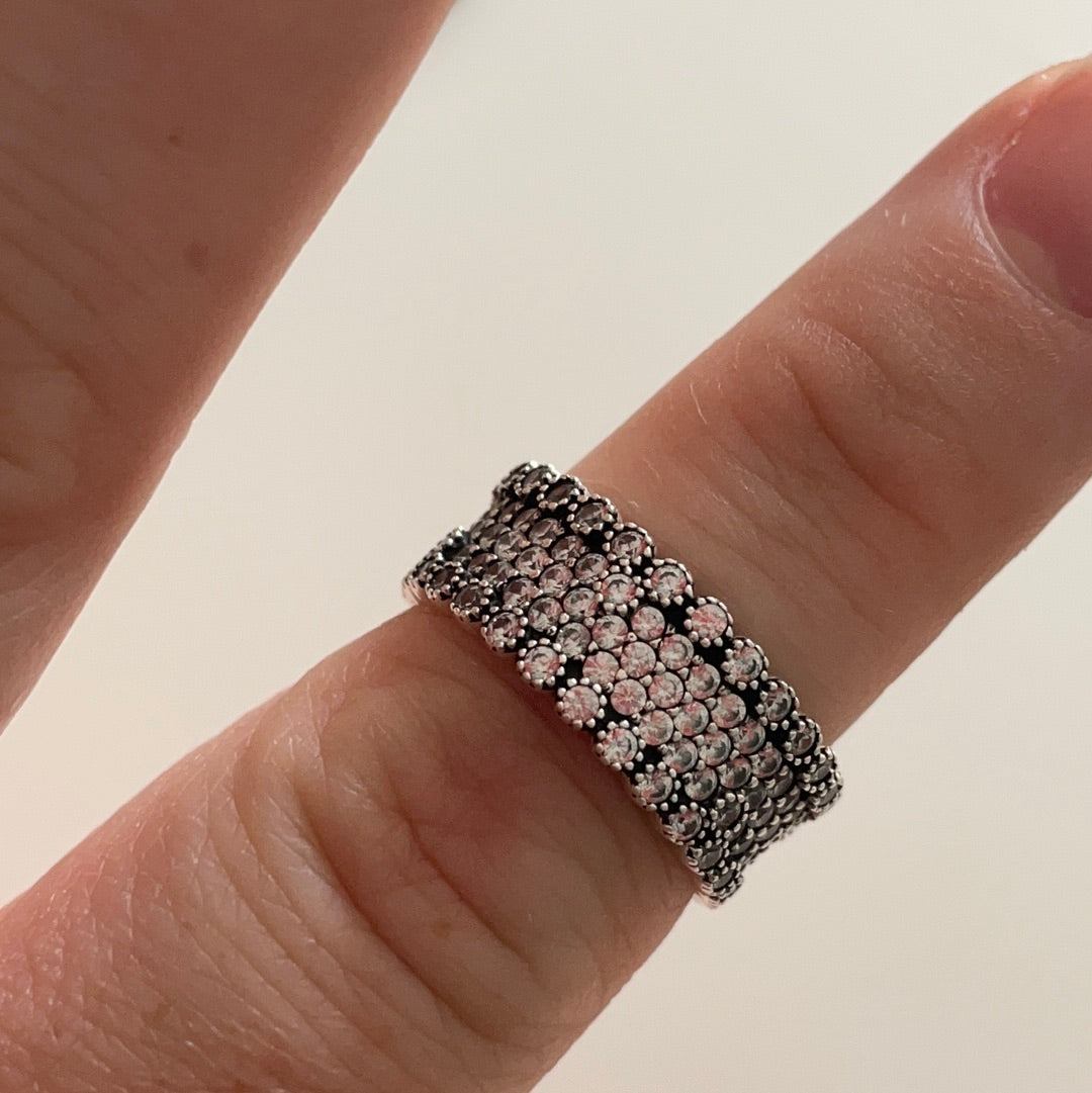 Genuine Pandora Huge Chunky Ring Pave 5 Layer Ring in Size 60