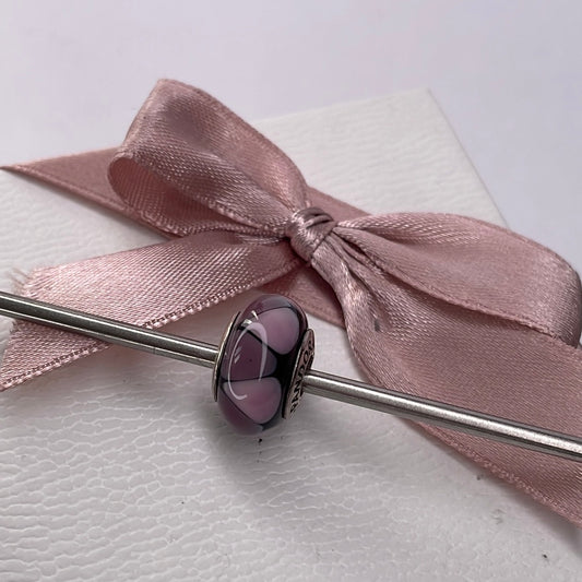 Genuine Pandora Purple Stripe Triangle Murano Glass Charm