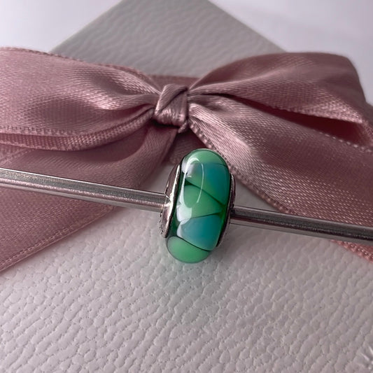 Genuine Pandora Green and Light Green Triangle Murano Charm