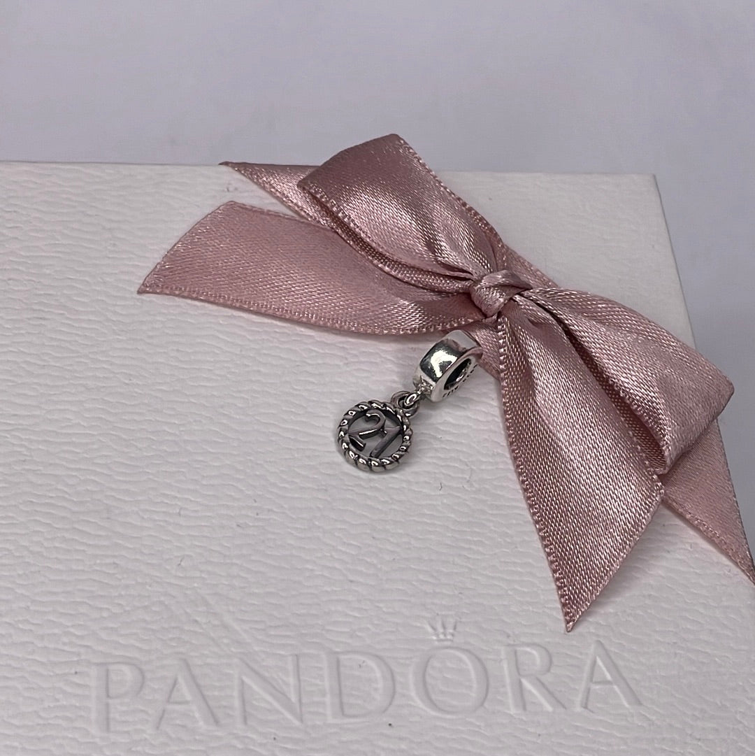 Genuine Pandora 21st Dangle Charm Birthday