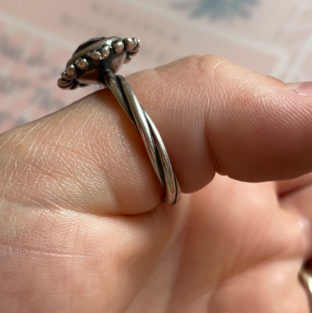 Genuine Pandora Purple Floral Elegance Stone Ring Size 54 HTF