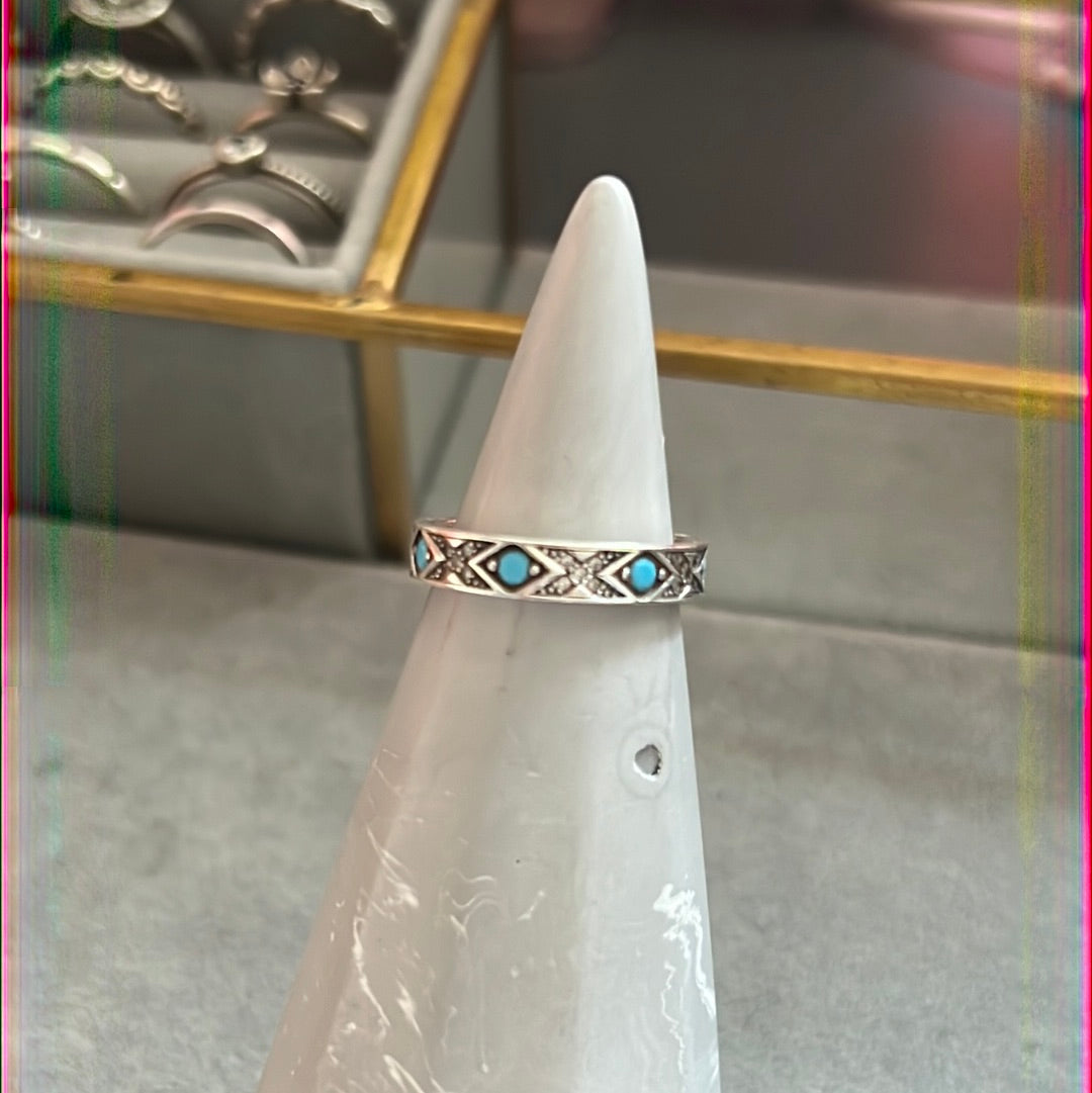 Genuine Thomas Sabo Asian Ornaments Turquoise Ring Size 52