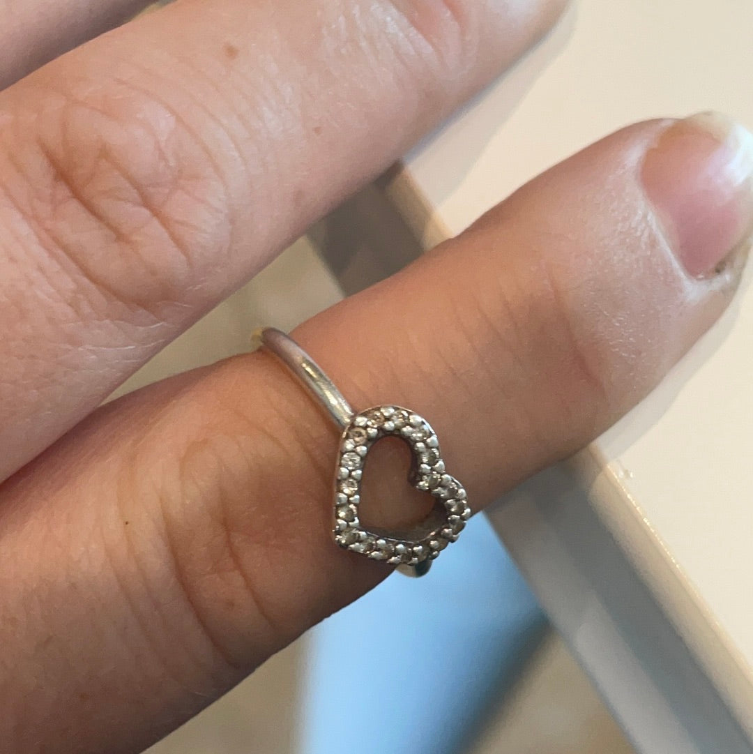 Genuine Pandora Heart Pave Openwork Ring Size 48 Kids