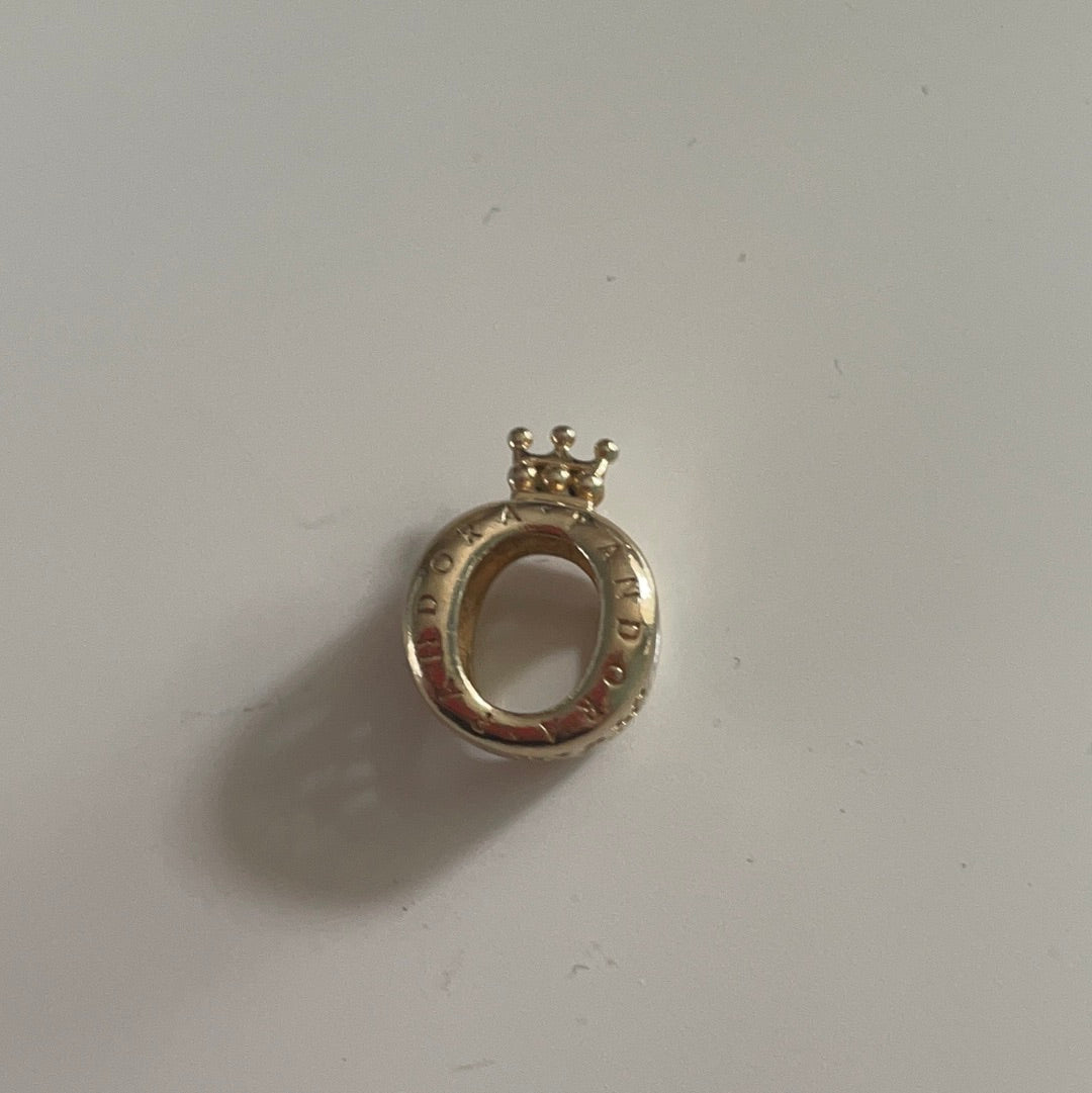 Genuine Pandora Shine Gold Logo O With Crown Charm