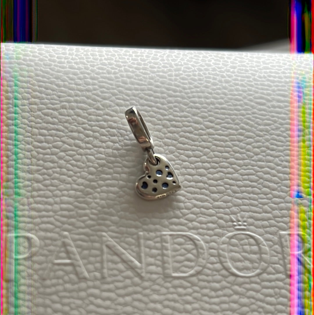 Genuine Pandora Small Heart Blue Stone Dangle Charm