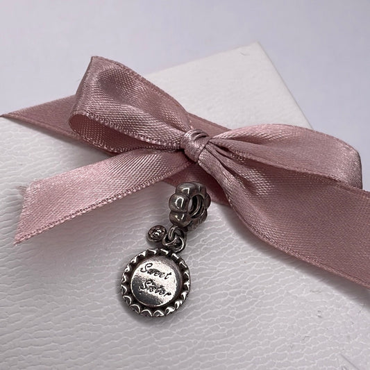 Genuine Pandora Sweet Sister Dangle Gift Charm