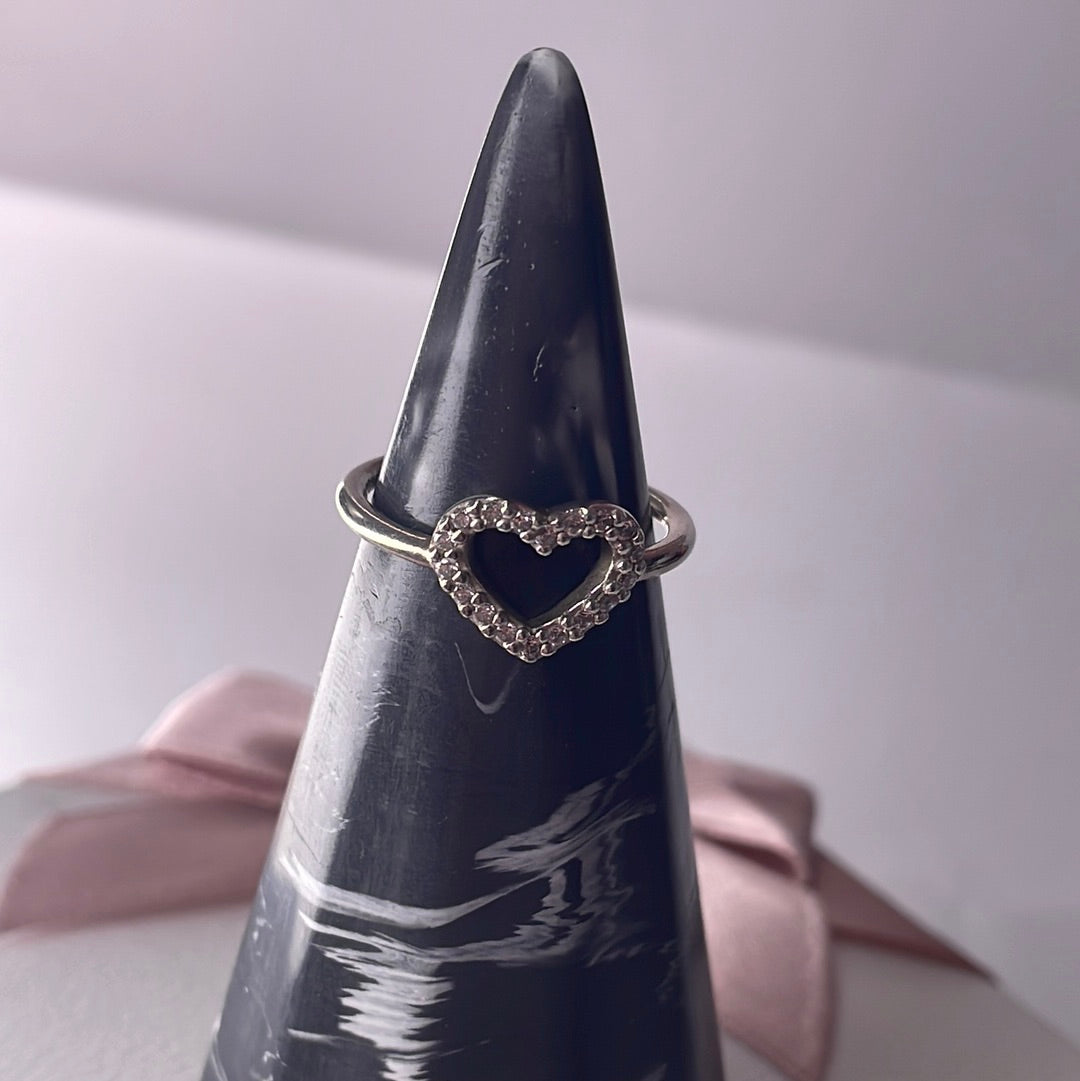 Genuine Pandora Heart Pave Openwork Ring Size 48 Kids